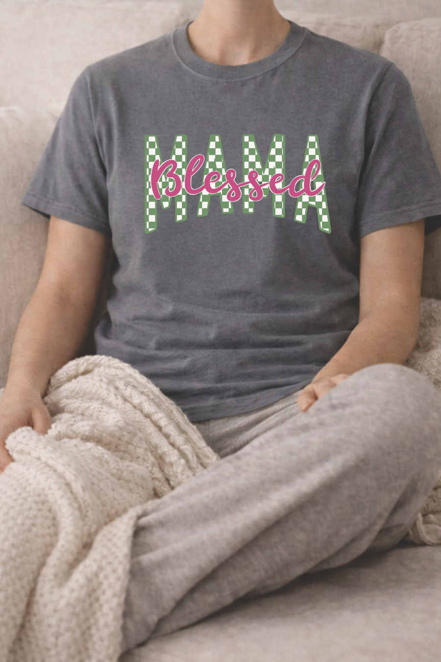 Blessed Mama Checkered